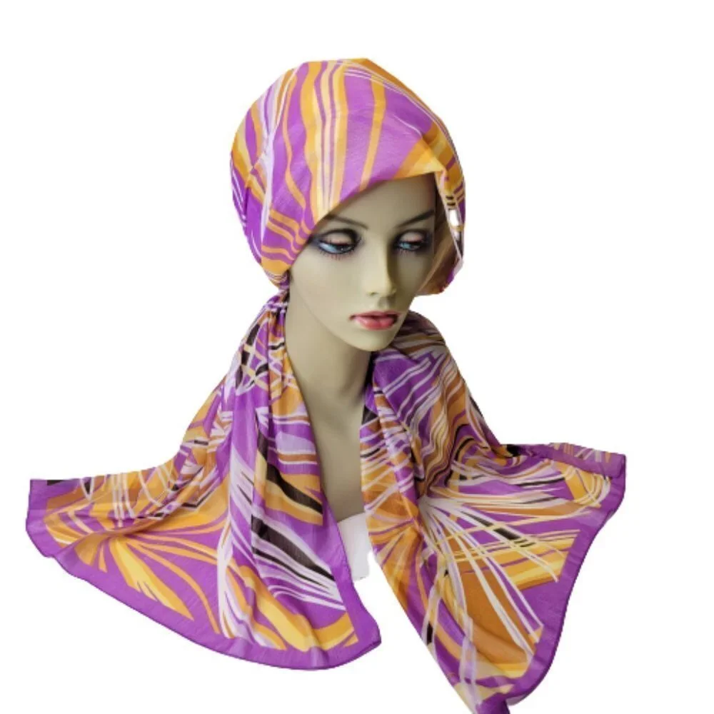 Purple Geometric Print Rectangular Scarf - Picture 6 of 6
